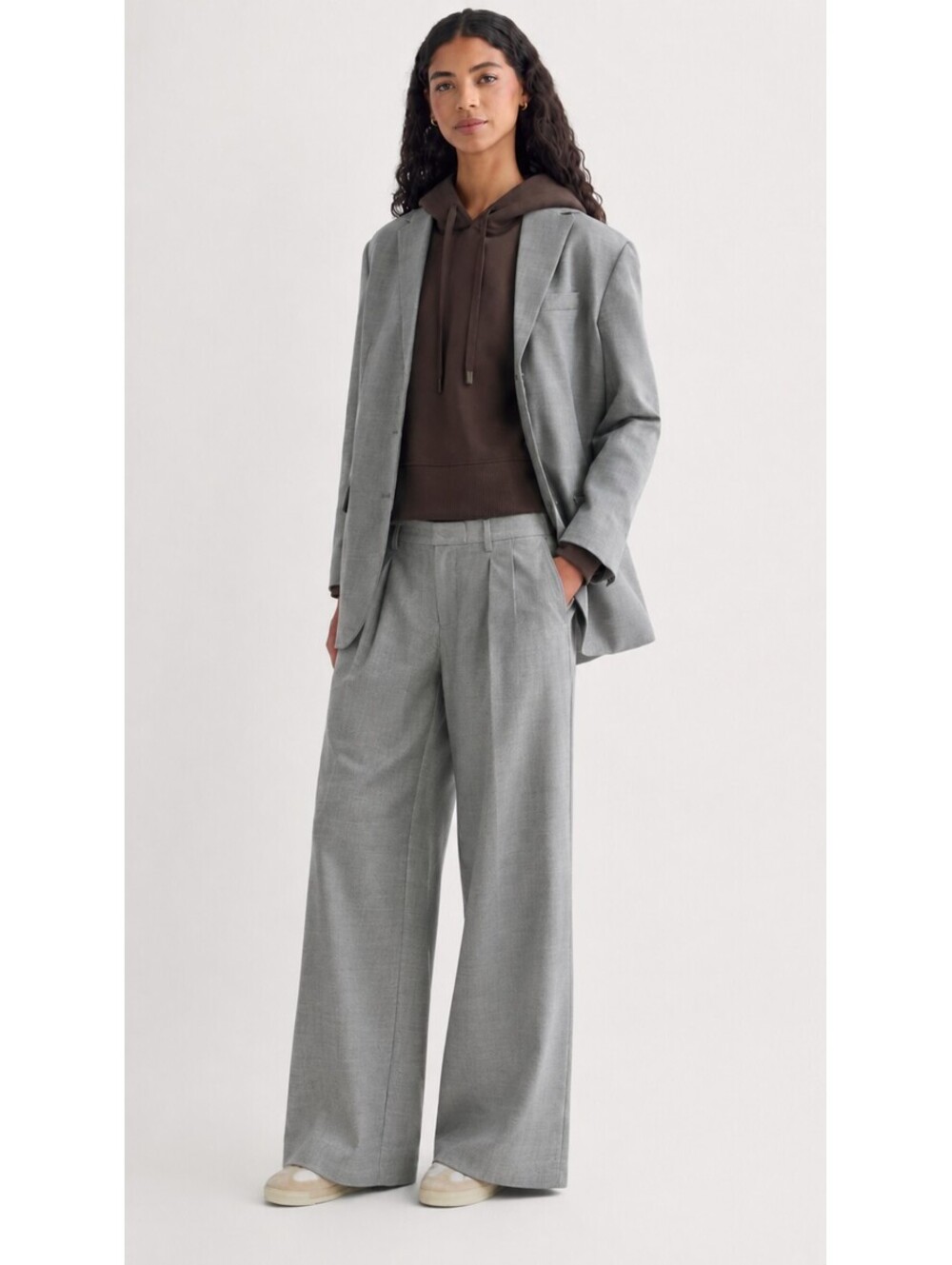 Everlane Women’s Grey High-Waist Pleated Wide Leg Pants – Size 4S